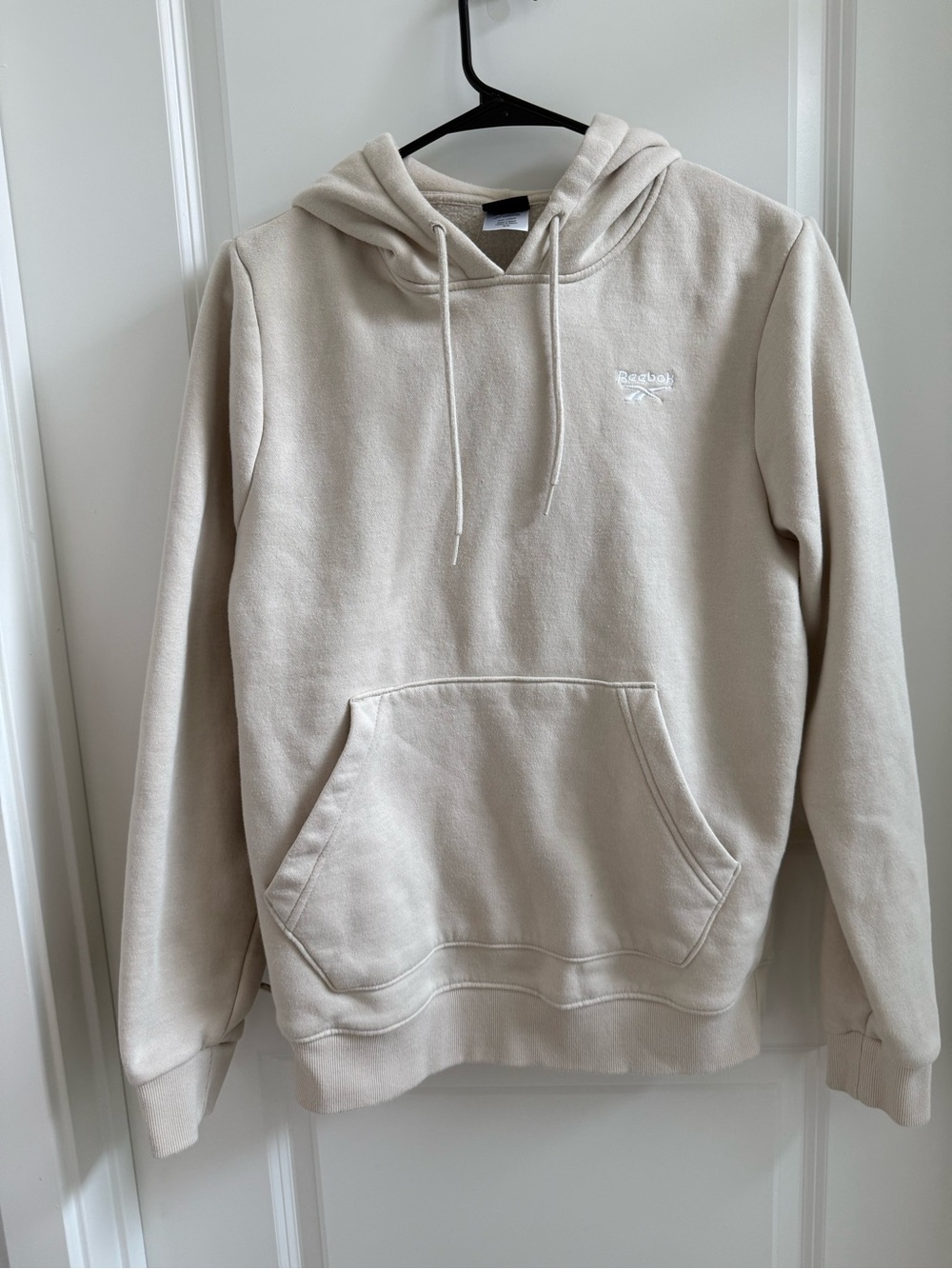 Reebok Cream Pullover Hoodie with Embroidered Logo